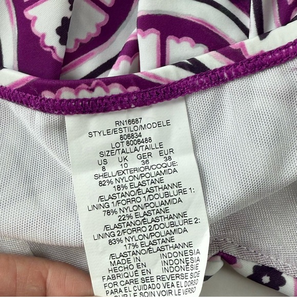 Swim Solutions Tankini Top Womens 8 Purple White Underwire Bust Support Floral - Picture 6 of 11
